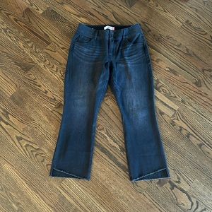 NWOT Cabi High-Low Crop Kick Flare Washed Black Denim Jeans